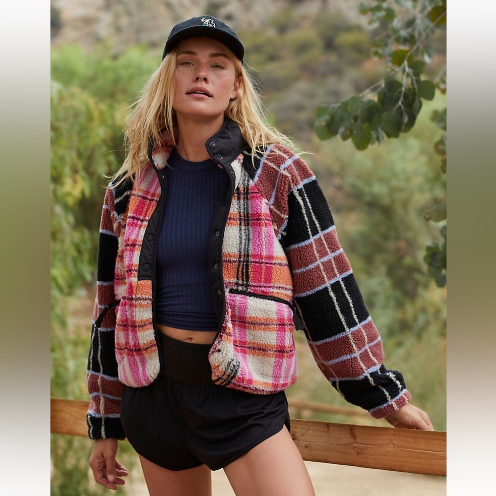 Free People Hit The Slopes Printed Fleece Jacket (Col:AutumnCombo) - M